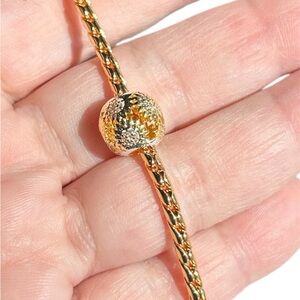 New .925/18k Sunflower Charm and Bracelet